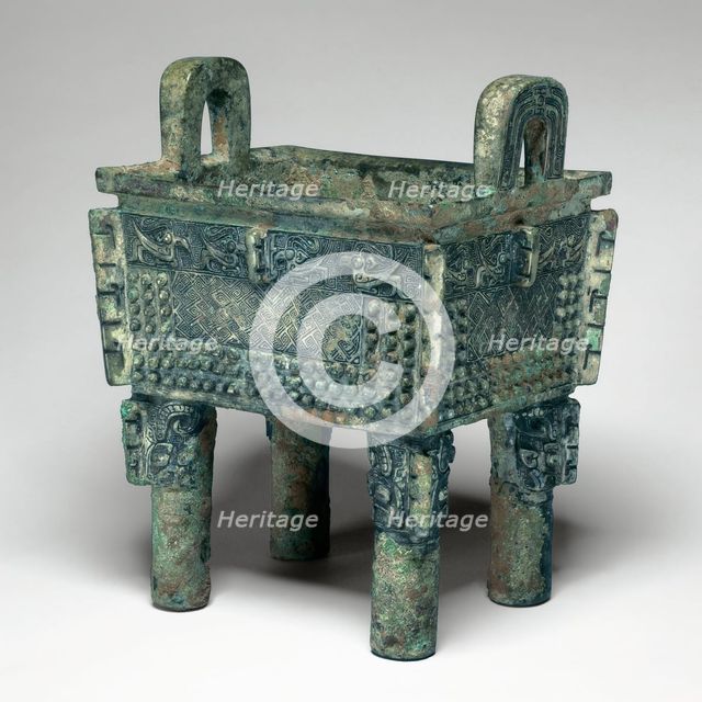 Rectangular Cauldron, Shang dynasty ( about 1600-1046 BC ), 12th/11th century B.C. Creator: Unknown.