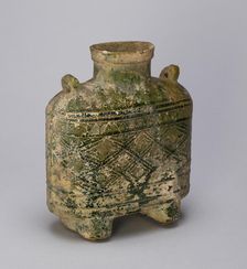 Rectangular Bottle with Loop Handles, Eastern Han dynasty (A.D. 25-220). Creator: Unknown