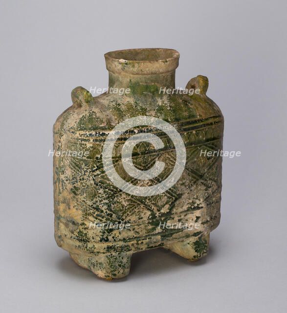 Rectangular Bottle with Loop Handles, Eastern Han dynasty (A.D. 25-220). Creator: Unknown.
