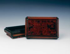 Rectangular lacquered bamboo weave box, Qing dynasty, China, 18th century