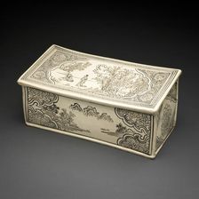 Rectangular Pillow with Figural and Landscape Scenes, Double-Lotus..., Jin dynasty, 13th cent. Creator: Unknown