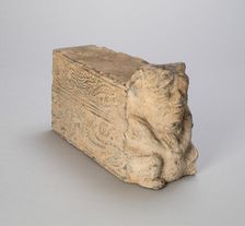 Rectangular Tile with Squatting Figure, Dragons, and Phoenixes, Han dynasty (206 B.C.-A.D. 220). Creator: Unknown