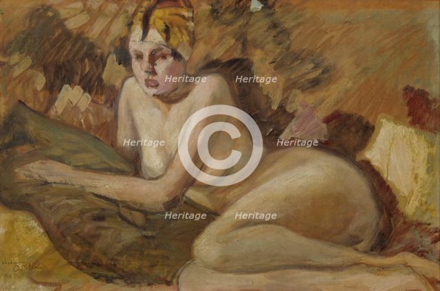 Recumbent model, 1919. Creator: Helmer Osslund.