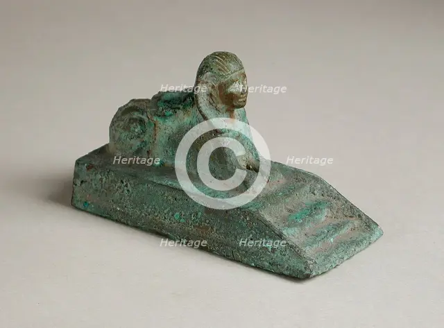 Recumbent Sphinx Figurine on a Stepped Platform, Ptolemaic Period (323-30 BCE) or modern. Creator: Unknown.