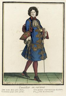 Recueil des modes de la cour de France, Cavalier en Surtout Bound 1703-1704. Creator: Henri Bonnart