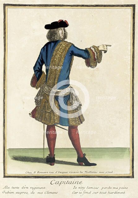 Recueil des modes de la cour de France, 'Capitaine', 1675-1685, bound 1703-1704. Creator: Henri Bonnart.