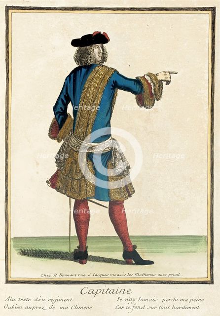 Recueil des modes de la cour de France, 'Capitaine', 1675-1685, bound 1703-1704. Creator: Henri Bonnart.