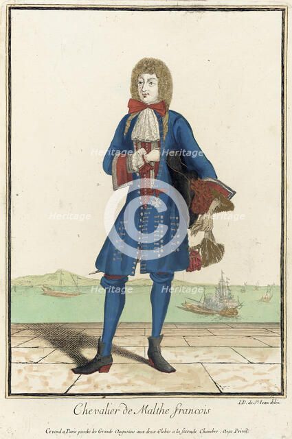 Recueil des modes de la cour de France, 'Chevalier de Malthe Francois', between c1678 and c1693. Creator: Jean de Dieu.