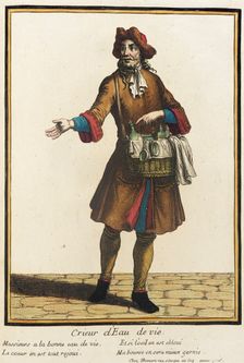 Recueil des modes de la cour de France, Crieur d'Eau de Vie Bound 1703-1704. Creator: Henri Bonnart