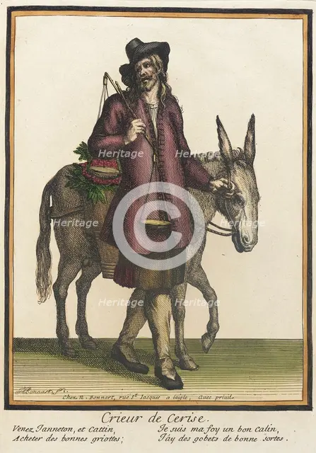Recueil des modes de la cour de France, 'Crieur de Cerise', after 1674. Creator: Henri Bonnart.