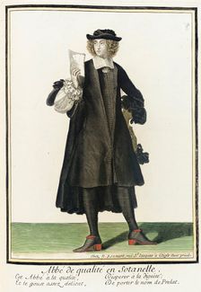 Recueil des modes de la cour de France, Abbé de Qualité en Sotanelle between c1678 and c1693. Creator: Nicolas Bonnart