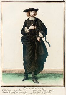 Recueil des modes de la cour de France, Abbé en Sotane between circa 1678 and circa 1693. Creator: Nicolas Bonnart