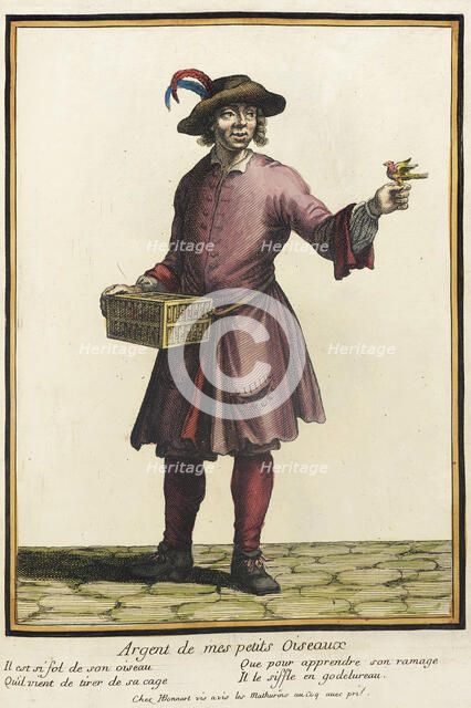 Recueil des modes de la cour de France, 'Argent de Mes Petits Oiseaux', Bound 1703-1704. Creator: Henri Bonnart.