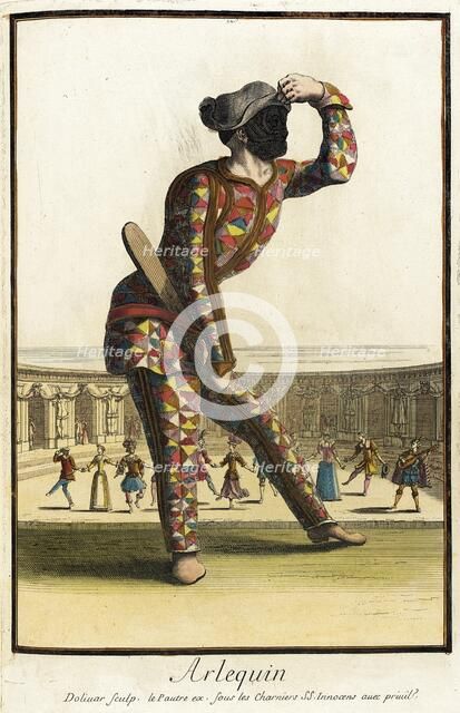 Recueil des modes de la cour de France, 'Arlequin', Bound 1703-1704. Creators: Jean Doliver, Jacques Le Pautre.