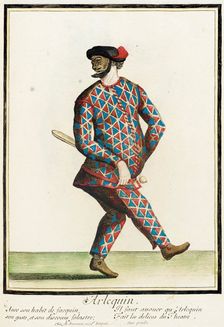 Recueil des modes de la cour de France, Arlequin between c1678 and c1693. Creator: Nicolas Bonnart