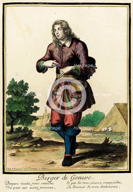 Recueil des modes de la cour de France, 'Berger de Gonesse', between c1678 and c1693. Creator: Nicolas Bonnart.