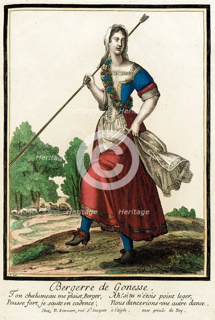 Recueil des modes de la cour de France, 'Bergerre de Gonesse', between circa 1678 and circa 1693. Creators: Nicolas Bonnart, Jean-Baptiste Bonnart.