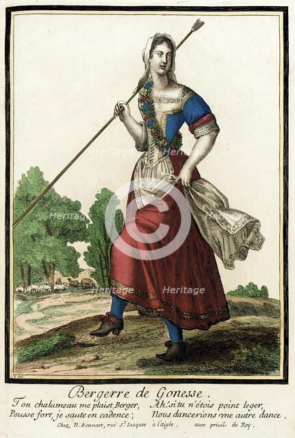 Recueil des modes de la cour de France, 'Bergerre de Gonesse', between circa 1678 and circa 1693. Creators: Nicolas Bonnart, Jean-Baptiste Bonnart.