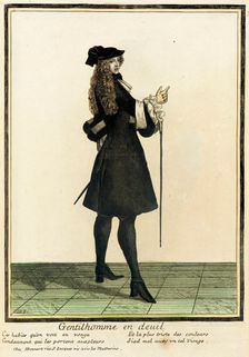 Recueil des modes de la cour de France, Gentilhomme en Deuil Bound 1703-1704. Creators: Henri Bonnart, Jean-Baptiste Bonnart