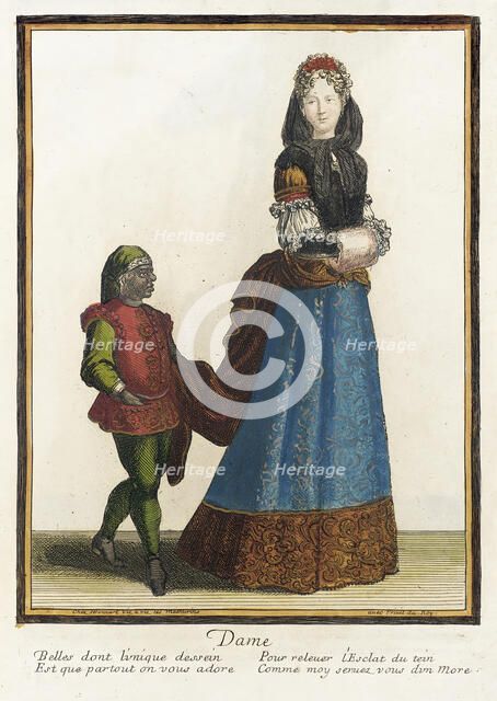 Recueil des modes de la cour de France, 'Dame', Bound 1703-1704. Creator: Henri Bonnart.