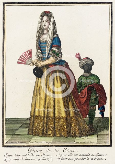 Recueil des modes de la cour de France, 'Dame de la Cour', between c1678 and c1693. Creator: Nicolas Bonnart.
