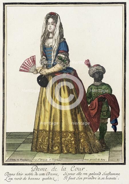 Recueil des modes de la cour de France, 'Dame de la Cour', between c1678 and c1693. Creator: Nicolas Bonnart.