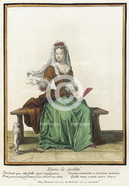 Recueil des modes de la cour de France, 'Dame de Qualité', Bound 1703-1704. Creator: Henri Bonnart.