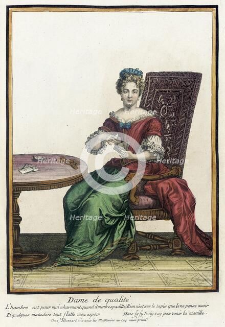 Recueil des modes de la cour de France, 'Dame de Qualité', Bound 1703-1704. Creator: Henri Bonnart.