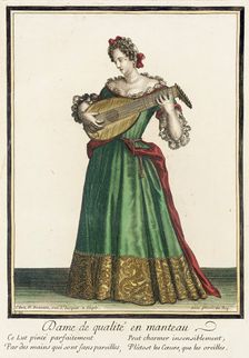 Recueil des modes de la cour de France, Dame de Qualité en Manteau between c1682 and c1686. Creator: Nicolas Bonnart