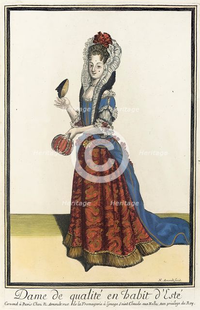 Recueil des modes de la cour de France, 'Dame de Qualité en Habit d'Esté', between 1682 and 1683. Creator: Nicolas Arnoult.