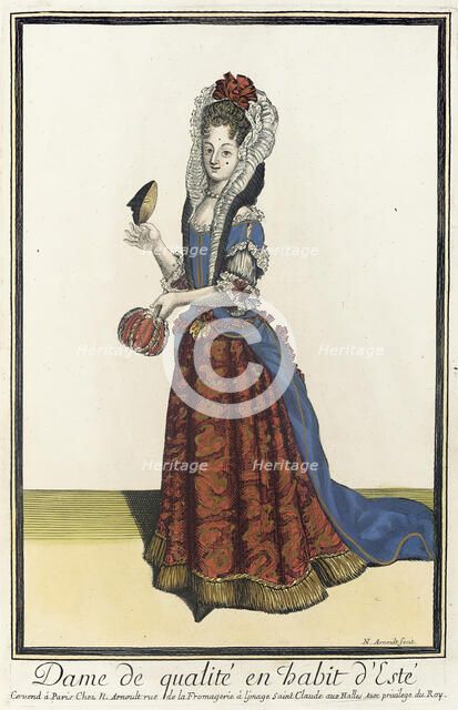 Recueil des modes de la cour de France, 'Dame de Qualité en Habit d'Esté', between 1682 and 1683. Creator: Nicolas Arnoult.