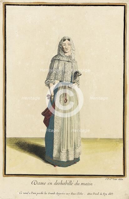 Recueil des modes de la cour de France, 'Dame en Deshabillé du Matin', 1683. Creator: Jean de Dieu.