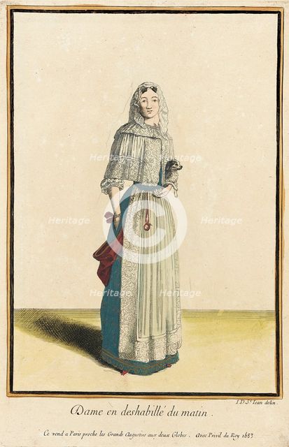 Recueil des modes de la cour de France, 'Dame en Deshabillé du Matin', 1683. Creator: Jean de Dieu.