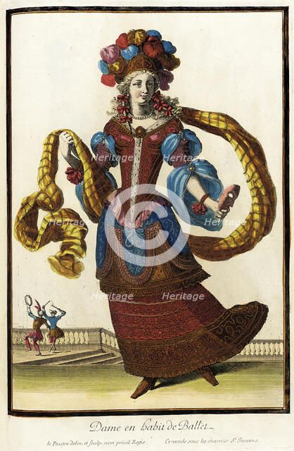 Recueil des modes de la cour de France, 'Dame en Habit de Ballet', c1682. Creators: Jacques Le Pautre, Jean Lepautre.