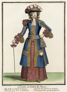 Recueil des modes de la cour de France, Dame en Habit de Chasse 1670. Creator: Nicolas Bonnart