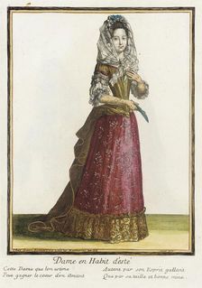 Recueil des modes de la cour de France, Dame en Habit d'Esté Bound 1703-1704. Creator: Henri Bonnart