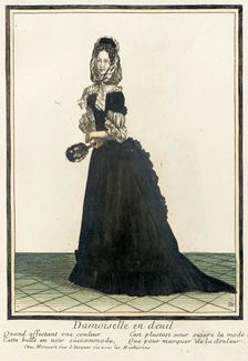 Recueil des modes de la cour de France, Damoiselle en Deuil Bound 1703-1704. Creator: Henri Bonnart