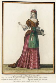 Recueil des modes de la cour de France, Damoiselle en Habit de Chambre Bound 1703-1704. Creator: Henri Bonnart