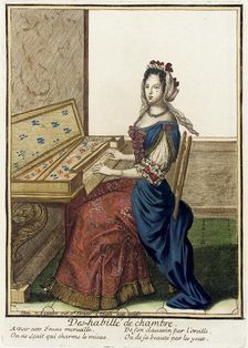 Recueil des modes de la cour de France, Des-habillé de Chambre between c1682 and c1685. Creator: Nicolas Bonnart