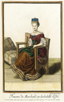 Recueil des modes de la cour de France, Femme de Marchand en Deshabillé d'Esté 1687. Creator: Nicolas Arnoult