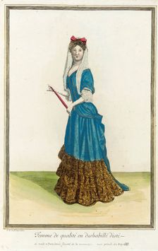 Recueil des modes de la cour de France, Femme de Qualité en Deshabillé d'Esté 1683. Creator: Jean de Dieu