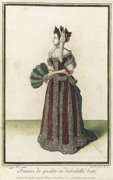 Recueil des modes de la cour de France, Femme de Qualité en Deshabillé d'Esté 1684. Creator: Jean de Dieu