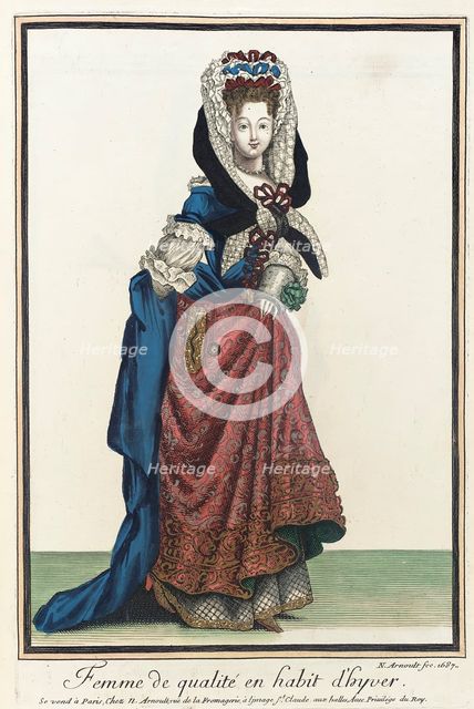 Recueil des modes de la cour de France, 'Femme de Qualité en Habit d'Hyver', 1687. Creator: Nicolas Arnoult.