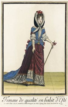 Recueil des modes de la cour de France, Femme de Qualité en Habit d'Esté between c1682 and c1688. Creator: Nicolas Arnoult