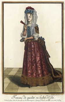 Recueil des modes de la cour de France, Femme de Qualité en Habit d'Esté 1687. Creator: Nicolas Arnoult