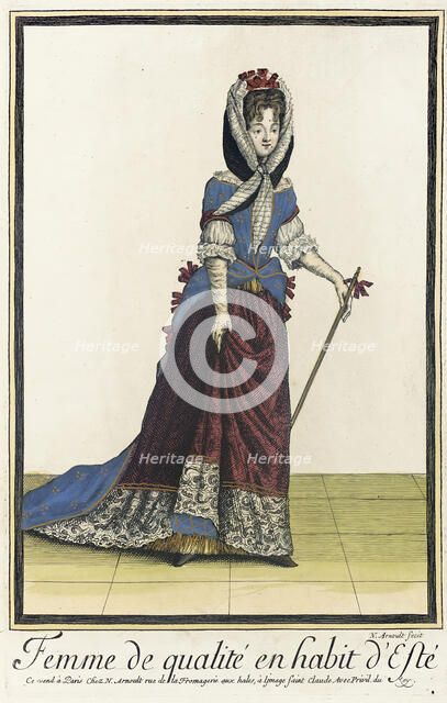 Recueil des modes de la cour de France, 'Femme de Qualité en Habit d'Esté', between c1682 and c1688. Creator: Nicolas Arnoult.