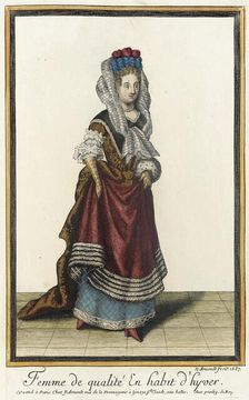 Recueil des modes de la cour de France, Femme de Qualité en Habit d'Hyver 1687. Creator: Nicolas Arnoult
