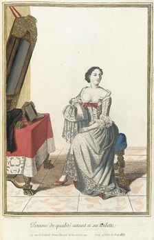 Recueil des modes de la cour de France, Femme de Qualité Estant a sa Toilette 1683. Creator: Jean de Dieu