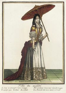 Recueil des modes de la cour de France, Fille de Qualité Bound 1703-1704. Creator: Henri Bonnart