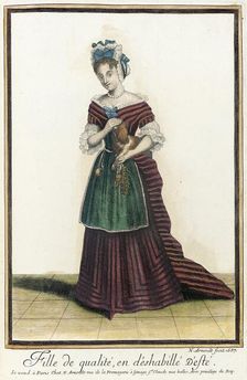 Recueil des modes de la cour de France, Fille de Qualité, en d'Eshabillé d'Esté 1687. Creator: Nicolas Arnoult